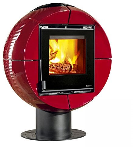 La Nordica - Stufa a Legna Fireball Finitura Maiolica Bordeaux da 89,2cm