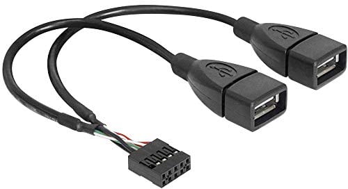 Delock USB-Kabel USB 2.0Pfostenstecker 8pol, USB-A Buchse 20.00cm Schwarz UL-Zertifiziert