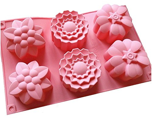 Allforhome (TM) Moule 6 fleurs en silicone, pour muffins, gâteau au chocolat ou moule à savons