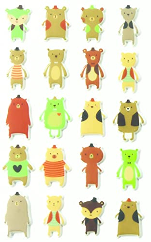 Maildor CY036O Packung mit Stickers Cooky 3D (1 Bogen, 7,5 x 12 cm, ideal zum Dekorieren, Sammeln oder Verschenken, Bären) 1 Pack