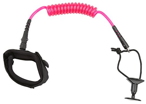 Bodyboard Leash Réglable Planche de Surf Biceps Enroulé Poignet Laisse avec Bouchon - Taille unique, Rouge-rose