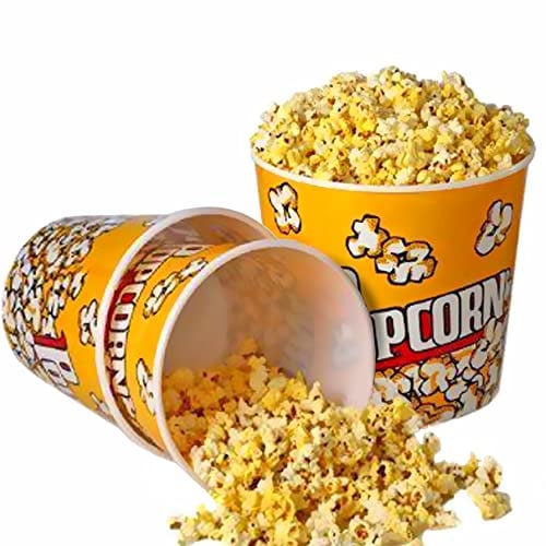 Novelty Place Recipientes de palomitas de maíz de plástico estilo retro para Movie Night – 7,25 pulgadas de alto x 7,25 pulgadas de diámetro superior (3 unidades)