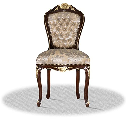 Casa Padrino Barock Esszimmerstuhl Braun Gold Silber - Antik Stil Möbel