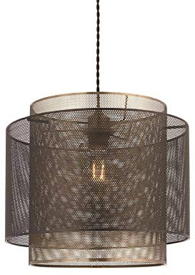 Endon 72829 Plexus Non Electric Shade In Matt Black And Antique Brass Plate - Diameter: 250mm
