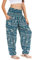 Lofbaz Damen Haremshose Yogahose Pumphose Hippie Hose Boho Kleidung Festival Outfit Sommerhose Leicht Sommer Hosen - Elephant 1 Teal Grün XL