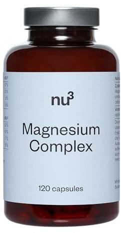nu3 Magnesium Komplex Kapseln – Nahrungsergänzungsmittel mit drei Magnesium-Verbindungen für Muskeln, Nerven & Energiestoffwechsel, vegan, hohe Bioverfügbarkeit, ohne Füllstoffe – 120 Kapseln