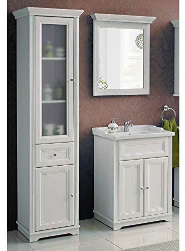 Lomadox Vintage Badezimer-Möbel Set Andersen Pine weiß im Landhausstil mit 60cm Waschtisch