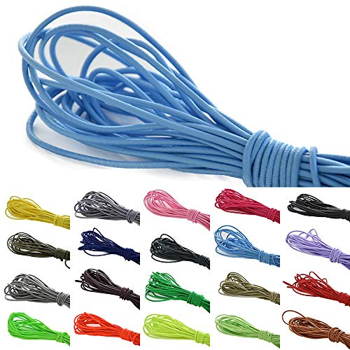 Roban Fashion 10 m elastische Gummikordel 3mm Gummischnur Elastische Kordel Hutgummi Auswahll aus 32 Farben,Himmelblau