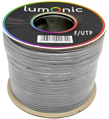 Lumonic 100m cable de red CAT 6 F/UTP I Cable Cat6, cable Gigabit Lan, cable Ethernet I Cable patch flexible apantallado, para uso interior hasta 250