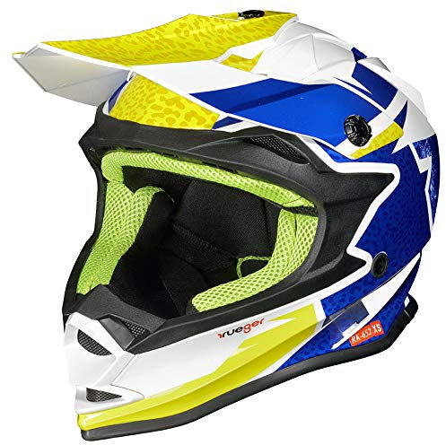 RK-652 Kinder Crosshelm Endurohelm Motorradhelm Roller Quad Helm Kinderhelm, Größe:XS (53-54), Farbe:Rock Blue