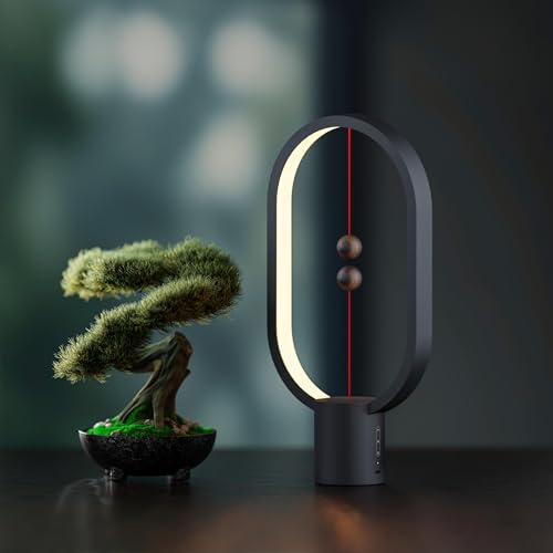 Heng Balance-Lampe, kreative, intelligente Balance-Magnetschalter, LED-Tischlampe, USB-betriebene LED-Tischlampe, Schreibtischlampe für Zuhause, Büro (schwarz)