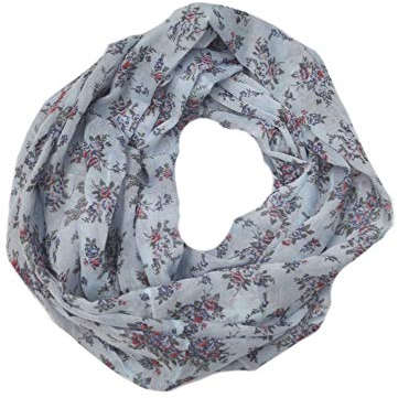Euly Seide Cotton Loop Schal Loopschal Rundschal Schlauchschal Tuch Tücher Damenschal Traumfänger (Blumen Hellblau)