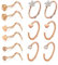 JFORYOU 12 Stück 20G Chirurgenstahl Nasenpiercing Nase Spirale Ringe Piercing Nase Piercing Lippenpiercing Damen Herren Piercing Schmuck