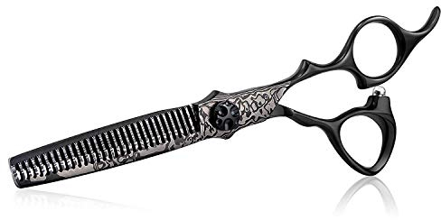 PURPLEBIRD Haarschere Friseurschere 6 Inch Effilierschere Scharfe Haarschneideschere Japanischer Edelstahl 440C für Damen und Herren Haarschneideschere mit bedrucktem Damaskusstreifen - Schwarz