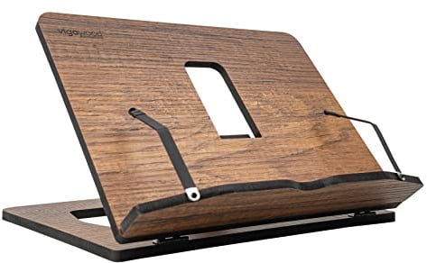 Vigo Wood Adjustable Wooden Book Holder - Premium 8mm Wood, Foldable Design, and Three Adjustable Angles - Elevate Your Reading Experience, Use as Cookbook Stand, Recipe Holder,Tablet and Laptop Stand