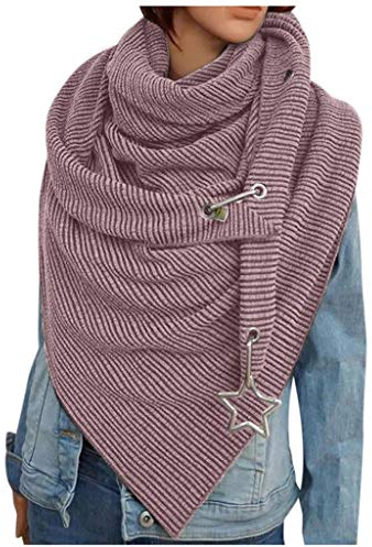Writtian Schal Damen Dreieck Groß Elegant Einfarbig Button Knopf Dreieckstuch Lässige Herbstschal Winterschal Karo Tartan Streifen Halstücher Herbstschal Weich Scarf