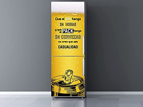 Oedim Vinilo Frigorífico Cerveza con una Frase, vinilo decorativo para neveras, decoración para cocinas, pegatina nevera