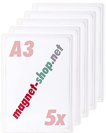 magnets4you - 5er Pack Plakatrahmen | DIN A3 | Farbe: Weiß | perfekt für Präsentation von Werbung/Informationen im Verkaufsbereich oder auf Messen