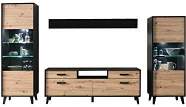 möbelando Wohnwand Artona III Wohnwand TV-Wand Wohnzimmerwand Medienwand TV-Möbel Artona III, Eiche