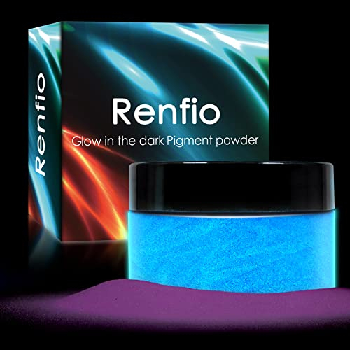 Renfio Fluoreszierendes Pulver, 3.5oz/100g Fluoreszierender Leucht Puvler, Farbe Leuchtet im Dunkeln Pigmente Leucht Pigmente Mica Pulver for Schleim Nägel Acrylfarbe Kunst Basteln - Violett