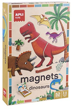 APLI Kids 19233 - Juego magnético Fun Dinos - Tablero con 52 Piezas magnéticas de Dinosaurios - Recomedado para niños a Partir de 4 años