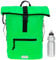 Rucksack Herren Plane Time Bag Kurierrucksack Roll-Top Fahrradrucksack Sport Fitness Damen 23 Liter A4 12821 + Flasche (12825 Neon Viper Green)