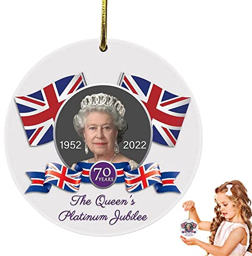 HINAA Queen Elizabeth Platinum Jubiläum Weihnachten Hängende Ornament | 2022 Weihnachtsdekoration Gedenkanhänger | Trauerbedarf Hängende Ornament für Weihnachtsbaum, Auto-Rückspiegel, Tasche