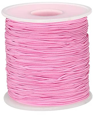sourcing map Cordino elastico da 0,8 mm, 109 m rosa scuro per artigianato, creazione di gioielli, bracciali, collane, perline