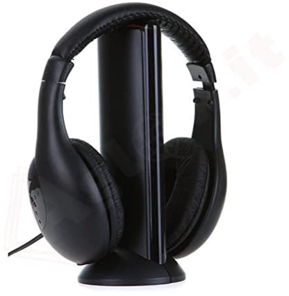 Aglow.it Cuffie wireless 5 in 1 MH2001 con IR, Wireless base Trasmettitore con RADIO FM, Monitoring Bimbi Senza Fili per Computer, cuffie HI-FI, cuffie TV, cuffie PC, cuffie DVD, cuffie CD