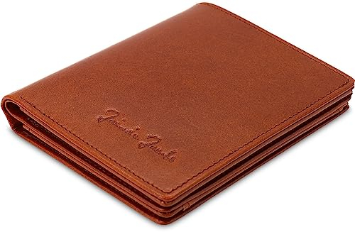 Jaimie Jacobs SLIMSTAR mit großem Münzfach dünne Geldbörse Leder Slim Wallet Hochformat Geldbeutel Herren (Dunkelbraun)
