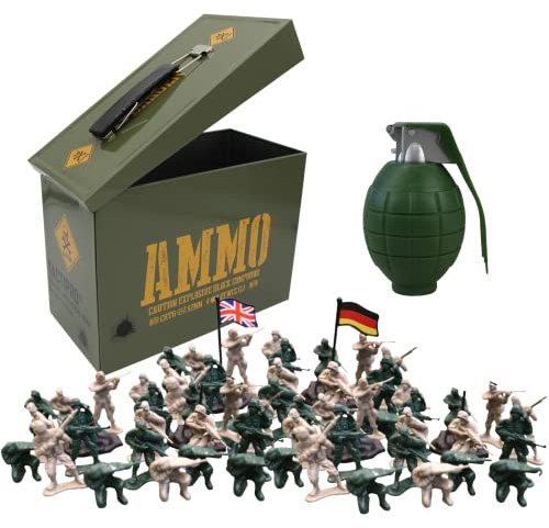 Armee-Spielzeug-Set, Aufbewahrungsbox, Lunchbox, Schlafzimmer-Zubehör und 40 Stück Rollenspiel-Kunststoff-Spielzeugsoldaten. Ideal als Lunchbox für Kinder und Erwachsene. Tolles Spielzeug, Nerf-Kugeln