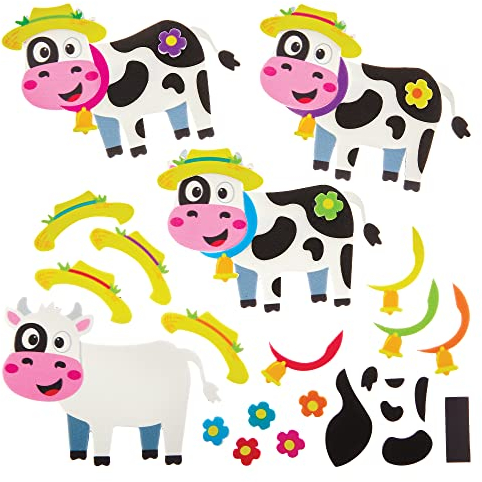 Baker Ross FX565 Mix-und-Match Magnet-Bausätze - 8er-Packung, Bauernhoftier-Bastelset für Kinder