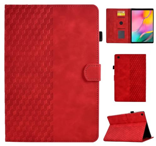 CASAFUNY Funda para Samsung Galaxy Tab A 10.1 2019 SM-T510/T515 Protectora Carcasa con Soporte Fnción para Samsung Galaxy Tab A 10.1 2019 SM-T510, Rojo