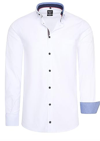 Rusty Neal Freizeit-Hemd Herren Langarm Stretch Hemd im Kontrast Desgin Slim Fit S - 3XL 022