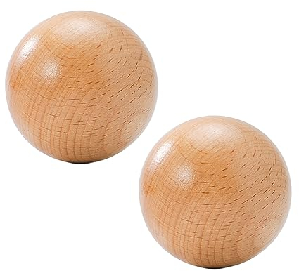 2 Stück Holzknäufe Kugel-Möbelknöpfe Natürliches Buche Holz Schubladenknöpfe Schrankknöpfe Kommodegriffe Kleiderschrank Griffe (Diameter 30mm)