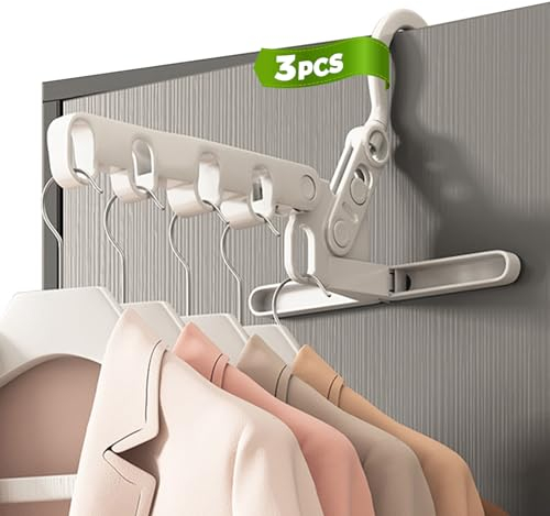 MidingChai Kleiderstange ohne Bohren, Platzsparender Kleiderbügel 3er Set, Mini-Wäscheständer, Klappbare Kleiderhaken, Klein Klappbarer Wäscheständer, Wandmontierte Kleiderstange für Balkon (Weiß)
