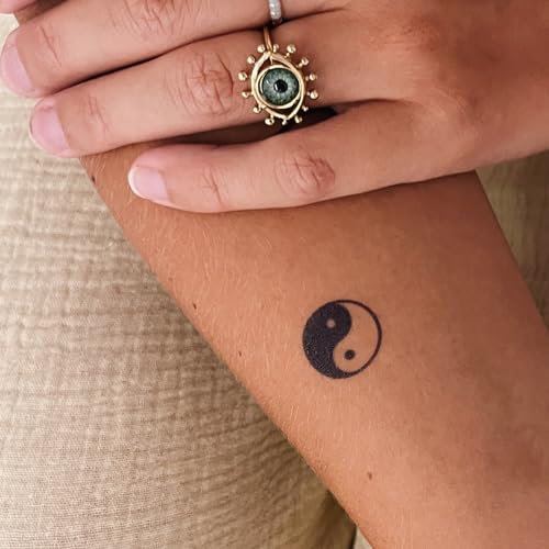 Tatouage Yin et Yang Inkster® | Tatouage temporaire avec certification cosmétique européenne | imperméable + végétalien | tatouage révolutionnaire de 2 semaines