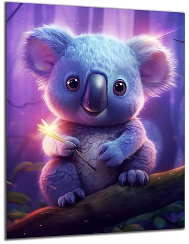 Munera Design - Bild 30x40 - süße Tiere Fantasie-Wesen Lila Koala - Wand-Bilder Kinder-Zimmer