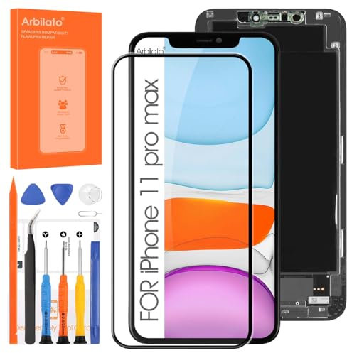 Screen for iPhone 11 Pro Max A2161,A2220,A2218 Full LCD Replacement, iPhone 11 Pro Max 6.5'' Touch Screen 3D Digitizer Full Assembly Waterproof Frame Sticker+Tempered Screen Protector