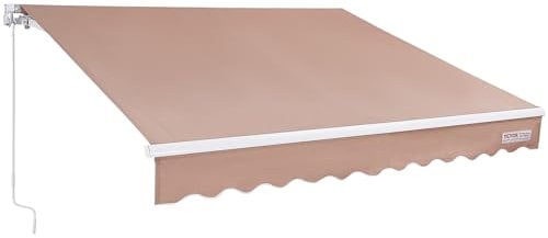 VEVOR Toldo para Terraza Retráctil 4x2,4 m Toldo Retráctil Patio Exterior 40°-90° Ajustable Viento/UV/Resistente al Agua Toldo Sombrilla Poliéster con Manivela para Patio, Terraza, Jardín, Balcón