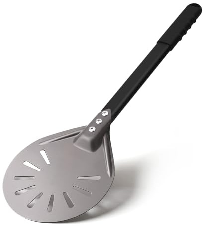 Newmeto Pizza Turning Peel 6 Inch Round Aluminum Perforated Pizza Peel Turner with Metal Handle Pizza Paddle for Homemade Pizza Oven Accessories