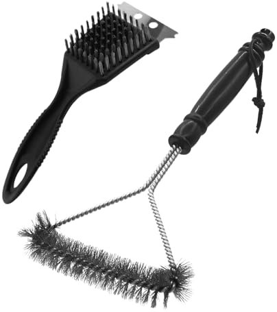 2 cepillos negros de alambre de limpieza, herramienta de limpieza de barbacoa, cepillo de limpieza de barbacoa, juego de limpieza para barbacoa, herramienta rasqueta para barbacoa, accesorios de