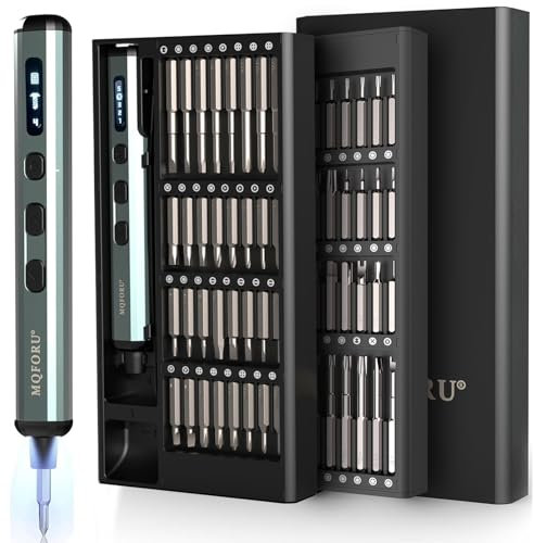 MQFORU Mini Cacciavite Elettrico, 72 in 1 Set di Cacciavite di Precisione con 64 Punte Magnetiche, 5 Impostazioni di Coppia, Display a LED,Cacciavite Elettrico Ricaricabile per Lavoro di Precisione