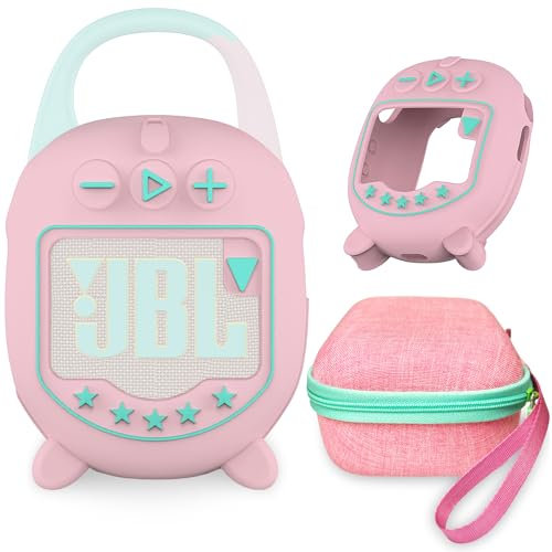 Hard Case and Silicone Cover for JBL Clip 5 Ultra Portable Bluetooth Speaker Accessories, Soft Silicone Case for JBL Clip 5 Speaker Stand Up Holder (Pink)