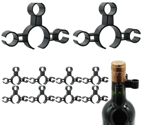 ZAAWUUT Champagne Wine Bottle Safety Clips,10 Pieces Bottle Sparklers Service Hanging Buckle Holder for Wedding Birthday Party Supplies (Black, Three-Clip)