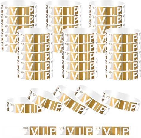 100 Stück VIP Einlassbänder Wasserdichte Papierarmbänder 19 X 250 mm Selbstklebend Party Armbänder Arm Etiketten für Festival Partys Konzerte Vergnügungsparks