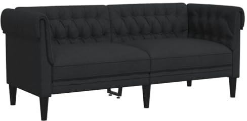 Hommdiy Chesterfield-Sofa 2-Sitzer Schwarz Stoff Wohnzimmer Sessel, bequemer Indoor Lounge Stuhl