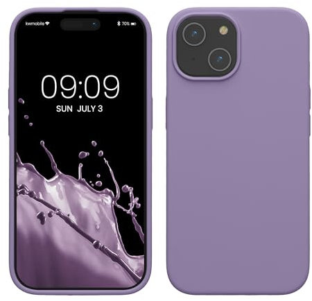 kwmobile Handyhülle für iPhone 15 Hülle, für iPhone 15 Case - Hülle Silikon - kabelloses Laden - Veilchen Lila