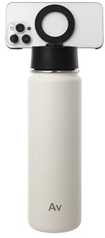 MagSafe compatible 24oz water bottle for hot/cold drinks, stainless steel, with a magnetic mobile phone holder, perfect for active lifestyle, sign language, hands free tripod. (Cream)