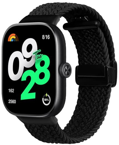 KUTEWEU Bracelet Compatible avec Xiaomi Redmi Watch 5, Nylon Tressés élastique de Bracelet Sport avec Boucle Magnétique Bracelets pour Xiaomi Redmi Watch 5 Smartwatch (Noir)